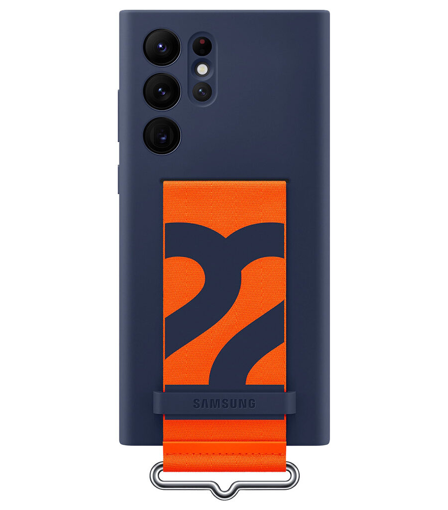 قاب محافظ سیلیکونی Samsung Galaxy S22 Ultra مدل Silicone Cover with Strap