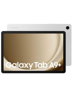 samsung galaxy tab a9+ silver front and back landscape