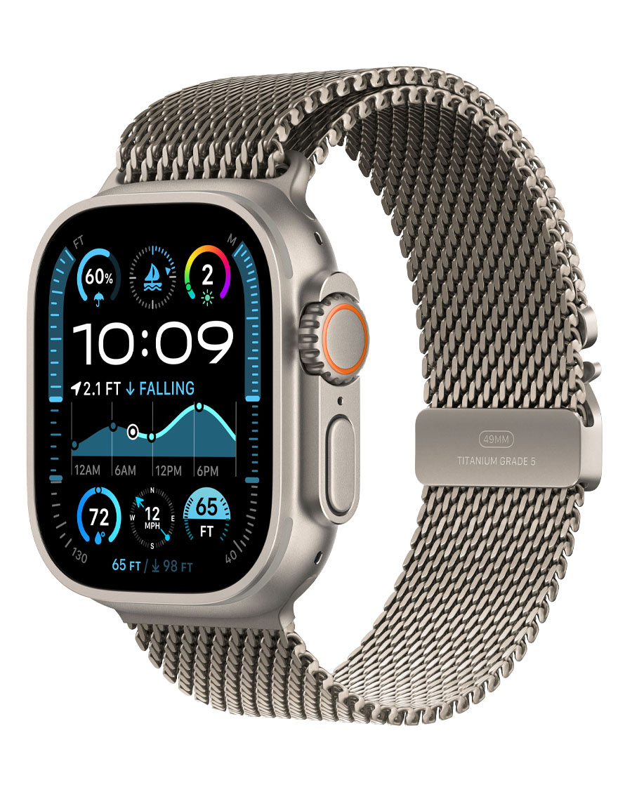 ساعت هوشمند اپل مدل Watch Ultra 2 Natural Titanium 49mm با بند Milanese Loop